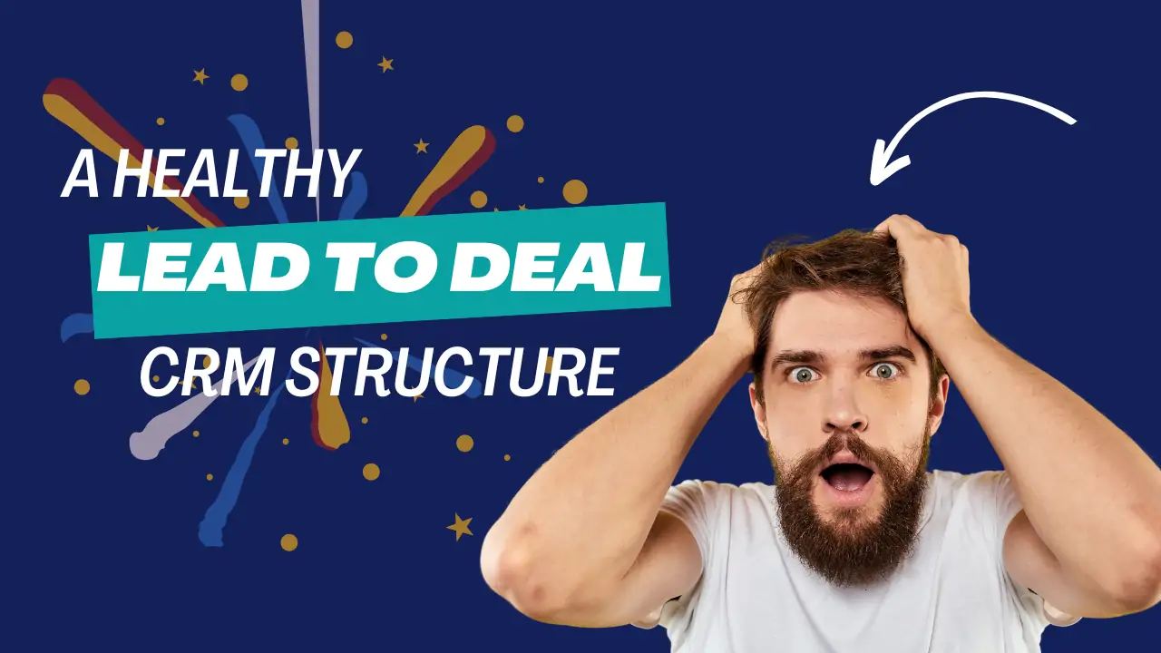 Illustration of healthy lead to deal CRM structure with a surprised person