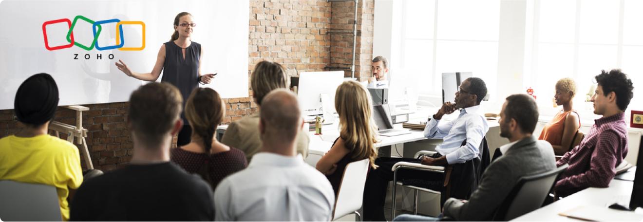 ABR certified Zoho consultant delivering one-on-one CRM training session